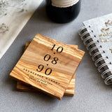 Personalised Date Marble & Wood Coaster