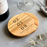 Personalised Date Marble & Wood Coaster