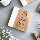 Personalised Date Marble & Wood Coaster