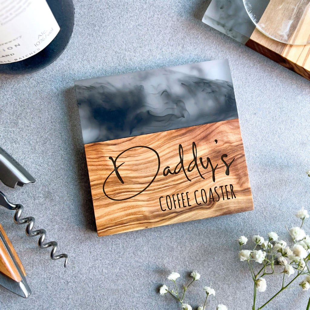 Personalised Premium Olive Wood Drinks Coaster