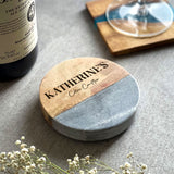 Personalised Marble & Acacia Wood Drinks Coaster