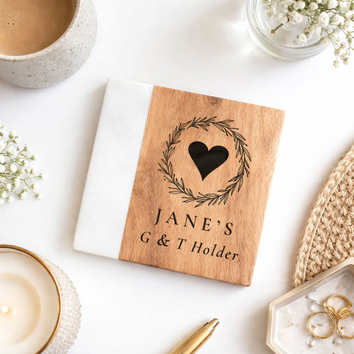 Personalised Wood & Marble Coaster