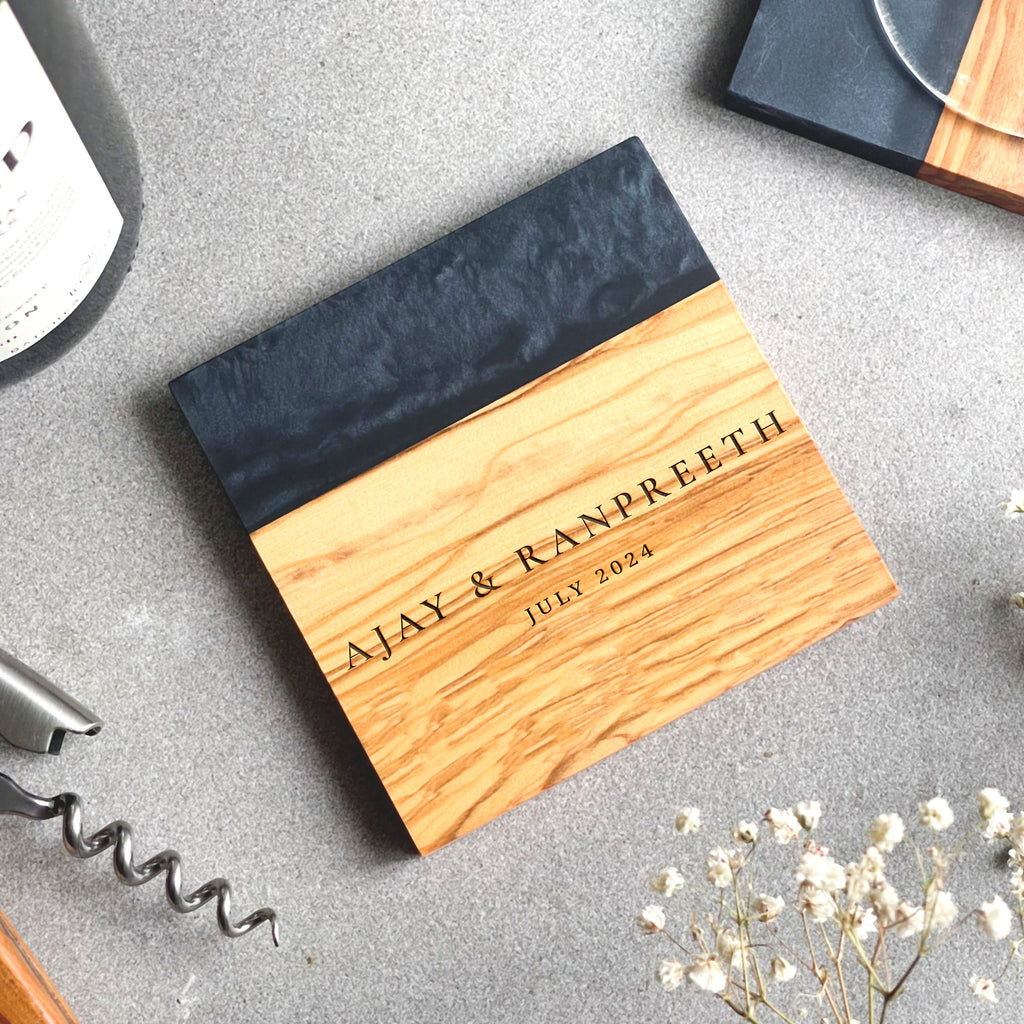 Personalised Olive Wood Drinks Coaster