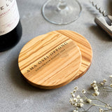 Personalised Engraved Olive Wood Coaster