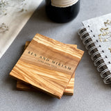 Personalised Engraved Olive Wood Coaster