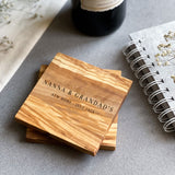 Personalised Engraved Olive Wood Coaster