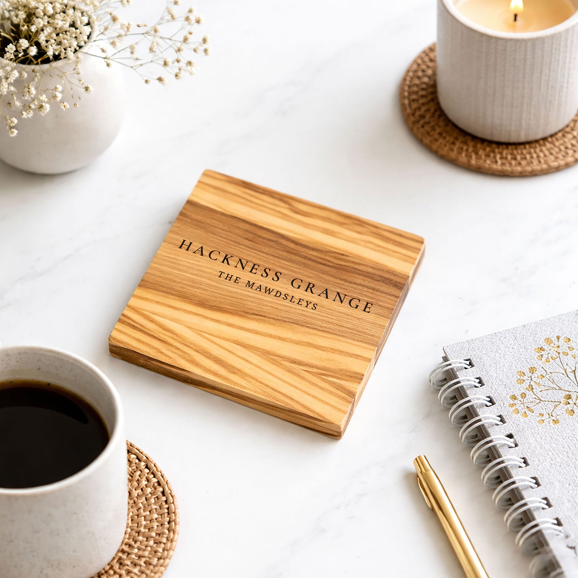 Personalised Engraved Olive Wood Coaster