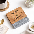 Personalised Coffee Table Marble & Acacia Wood Coaster