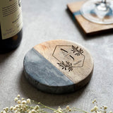 Personalised Marble and Acacia Wood Coaster