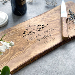Personalised Olivewood Cheeseboard for Couples