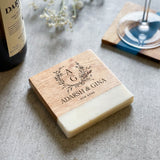 Personalised Coffee Table Marble & Acacia Wood Coaster