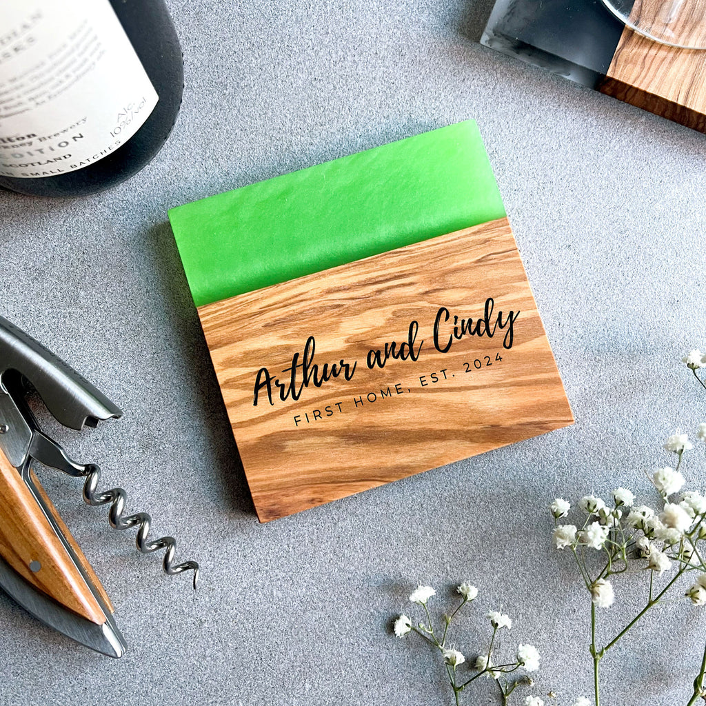 Personalised Premium Olive and Resin Drinks Coaster
