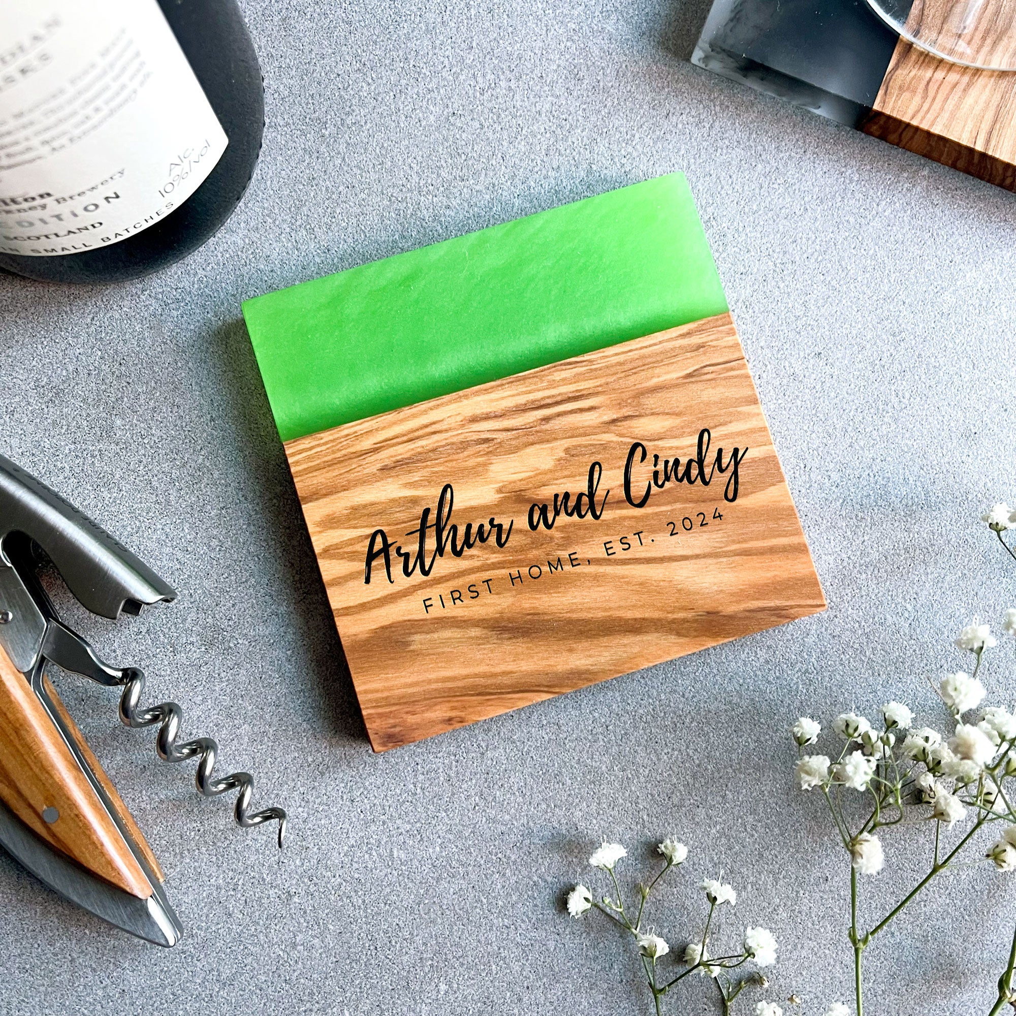 Personalised Premium Olive and Resin Drinks Coaster