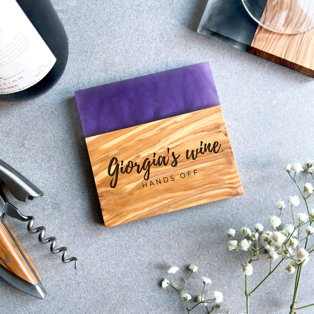 Personalised Premium Olive and Resin Drinks Coaster