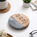 Personalised Date Marble & Wood Coaster