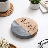Personalised Date Marble & Wood Coaster