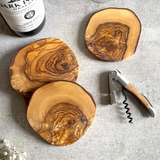 Set of Rustic Olive Wood Wooden Coasters