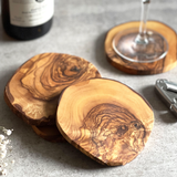 Set of Rustic Olive Wood Wooden Coasters