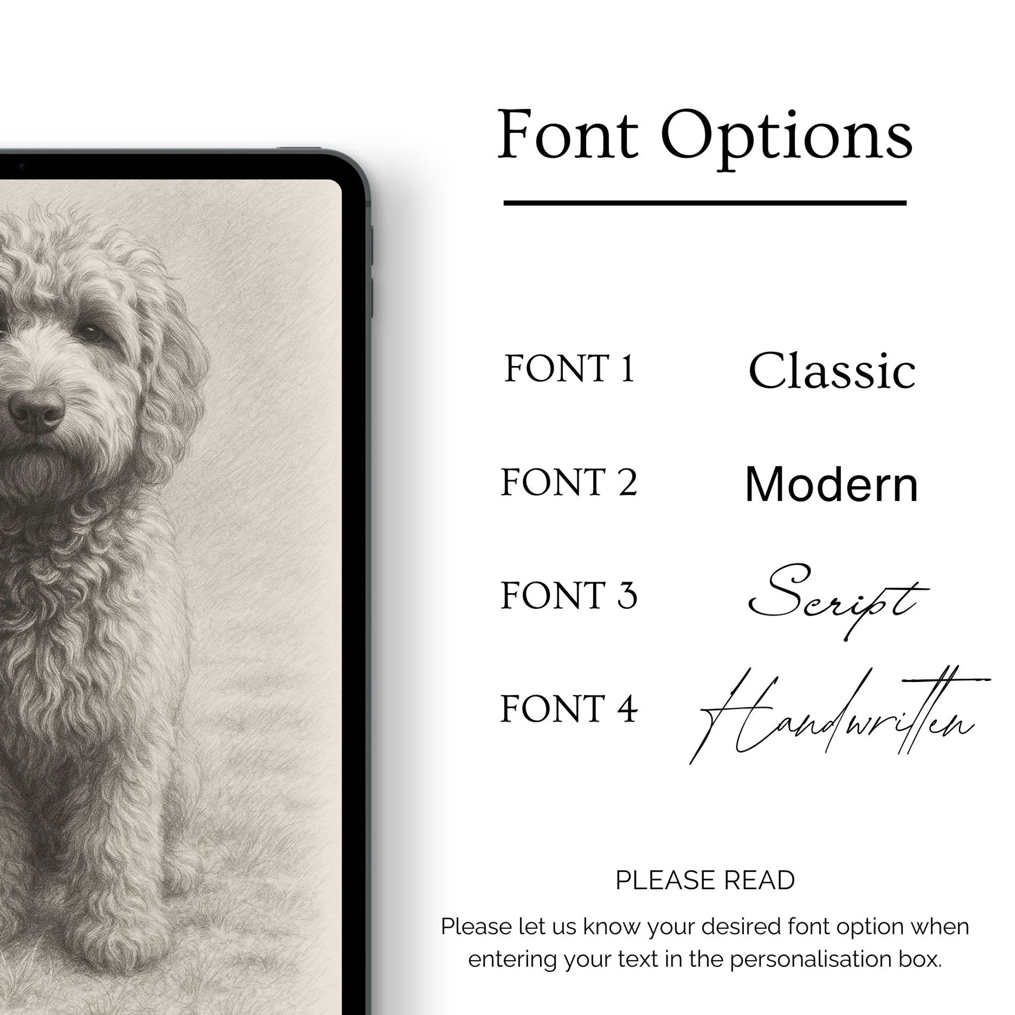 Personalised Black & White Pencil Sketch Dog and Pet Print