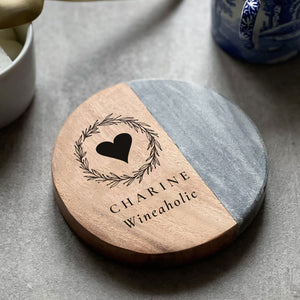 Personalised Wood & Acacia Wood Coaster | Birthday Gift