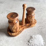 Olive Wood Salt & Pepper 3 Piece Shaker Set