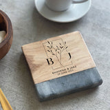 Personalised Marble & Acacia Coaster for Couples | Personalized Wedding Gift