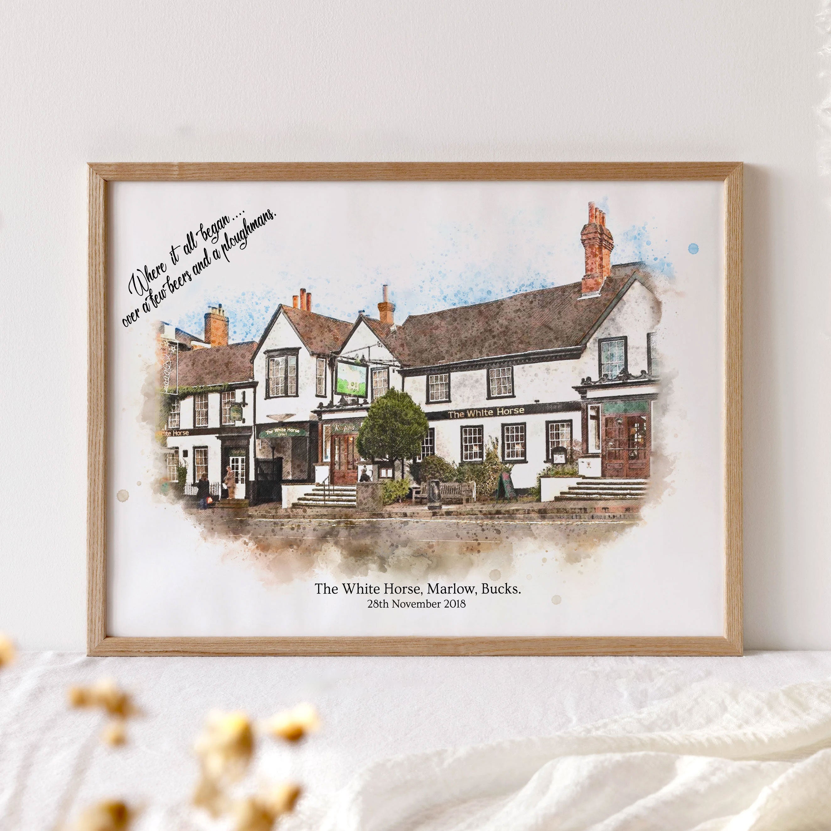 Personalised “Where We Met” Watercolour Location Print | First Date Artwork