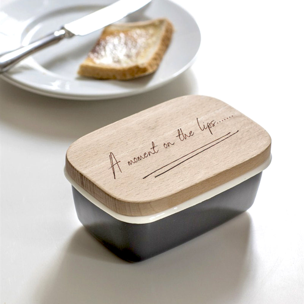 Engraved Enamel Butter Dish - "A Moment On The Lips"