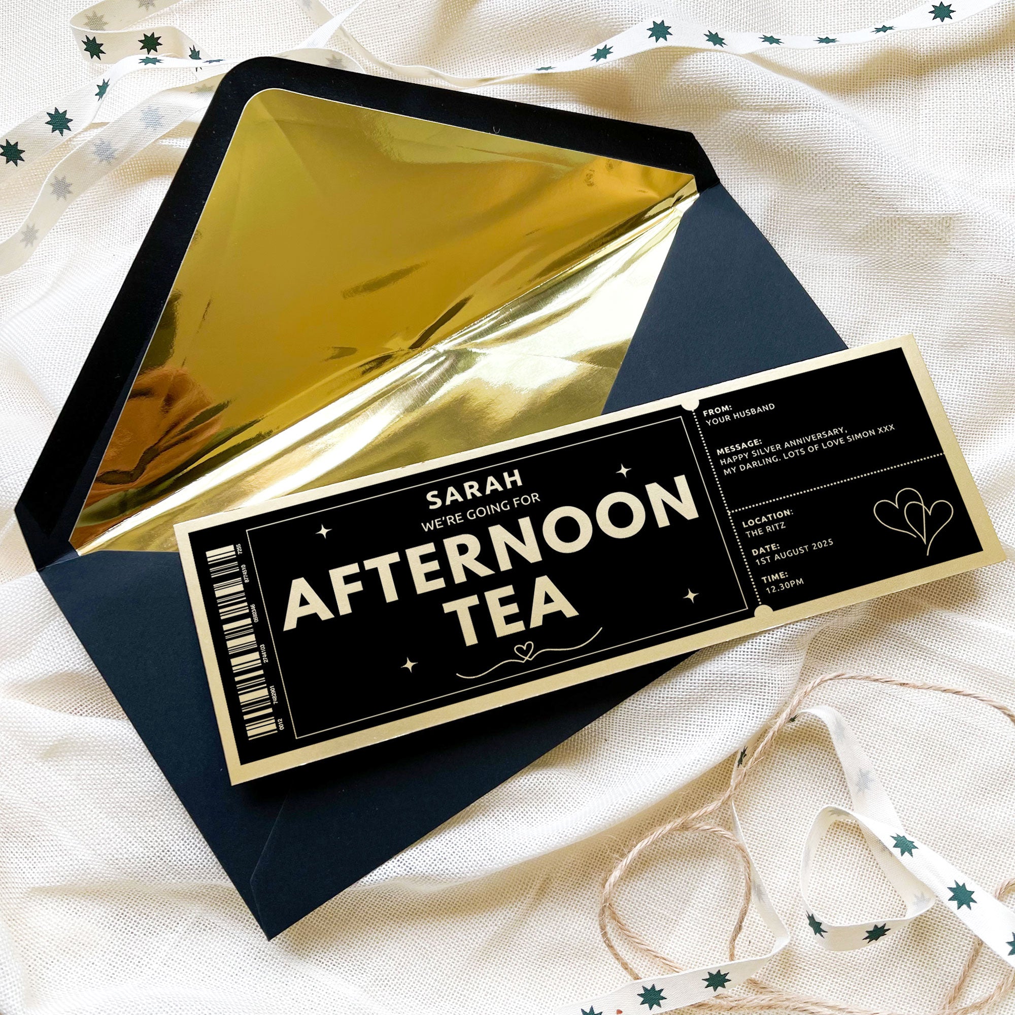 Personalised Gold Afternoon Tea Keepsake
