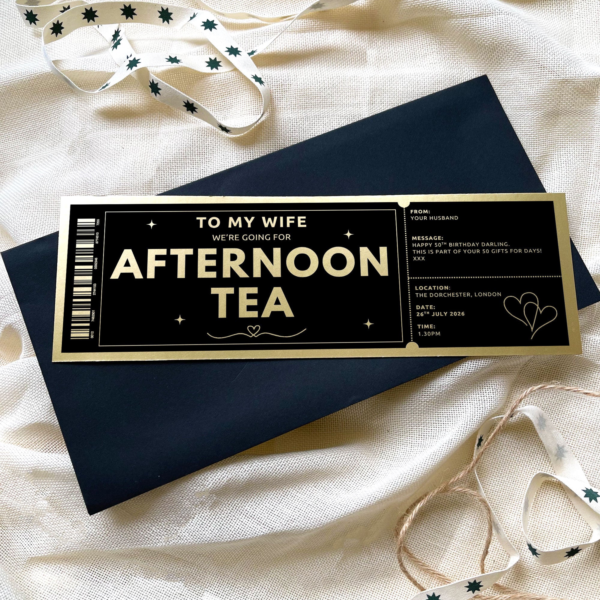Personalised Gold Afternoon Tea Keepsake