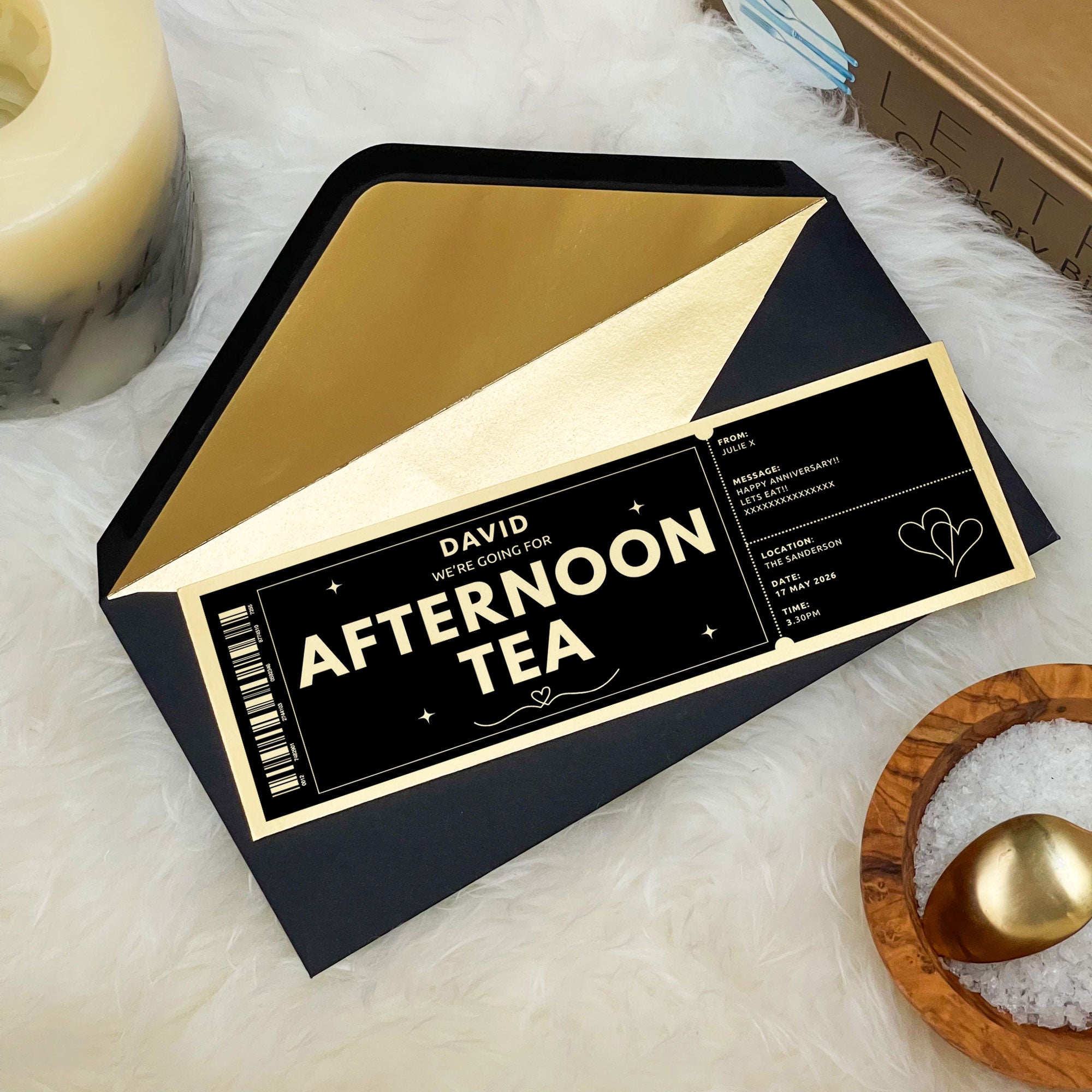 Personalised Gold Afternoon Tea Keepsake