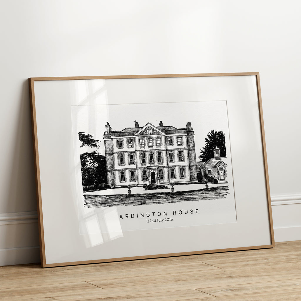 Personalised Heavy Pencil Sketch Venue Print