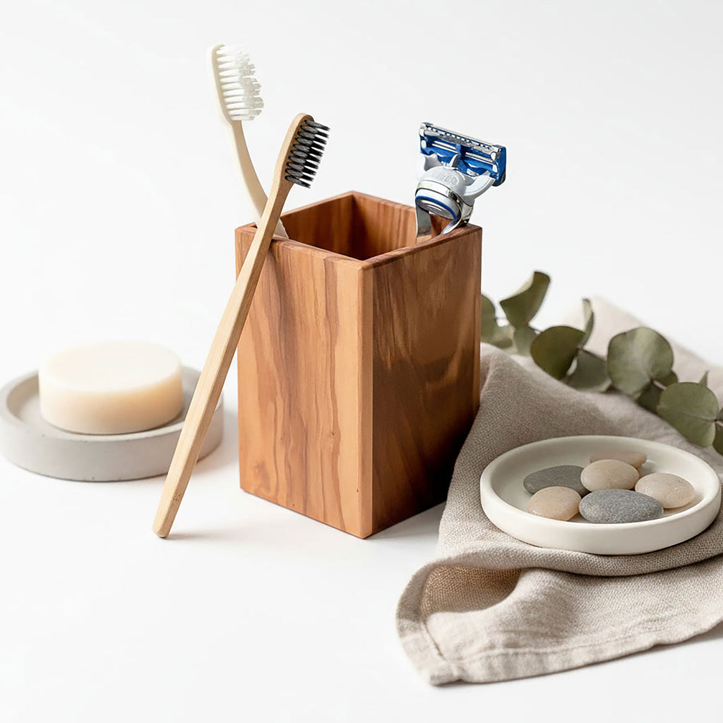 Italian made Olive Wood Bathroom Pot