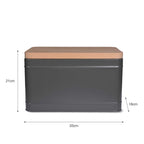Premium Bread Bin with Wooden Lid -  Charcoal