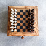 Luxury Olive Wood Chess Board with Chess Pieces