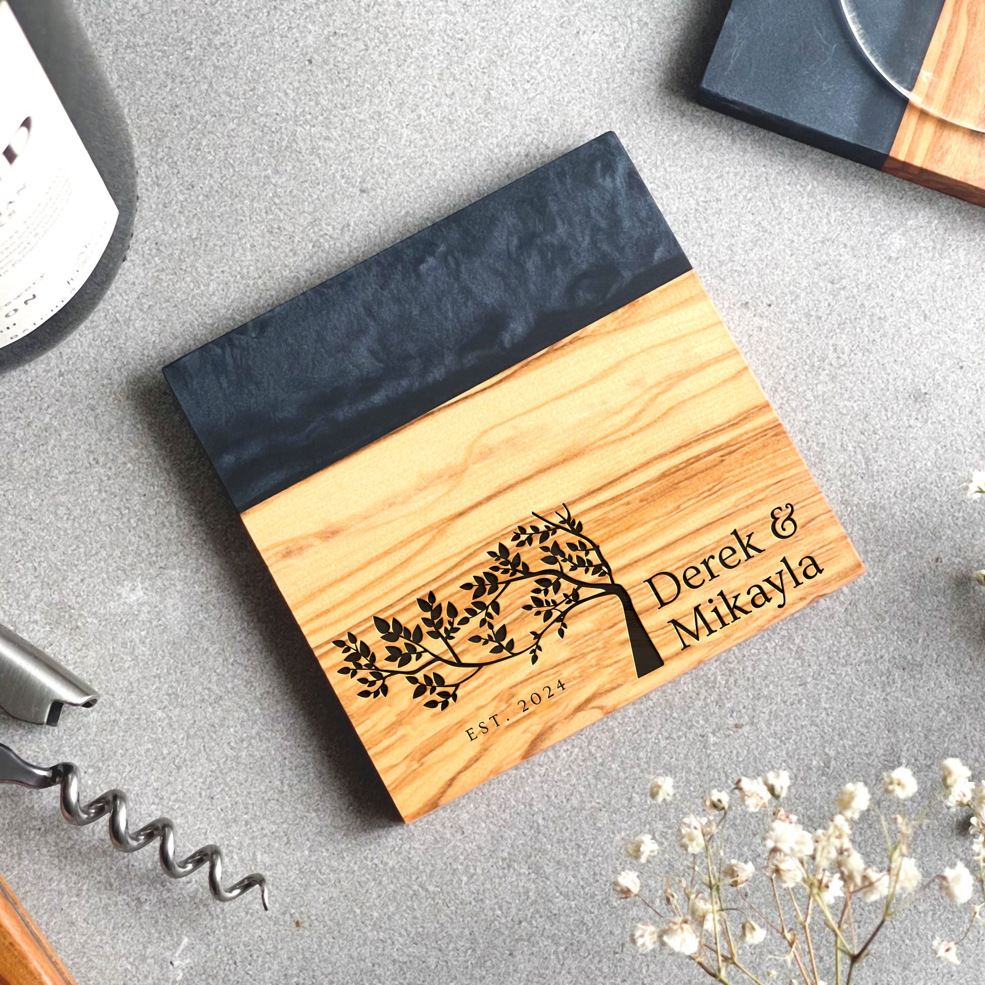 Personalised Olive Wood Drinks Coaster