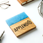 Your Own Logo Engraved Purple Resin & Italian Olive Wood Coaster
