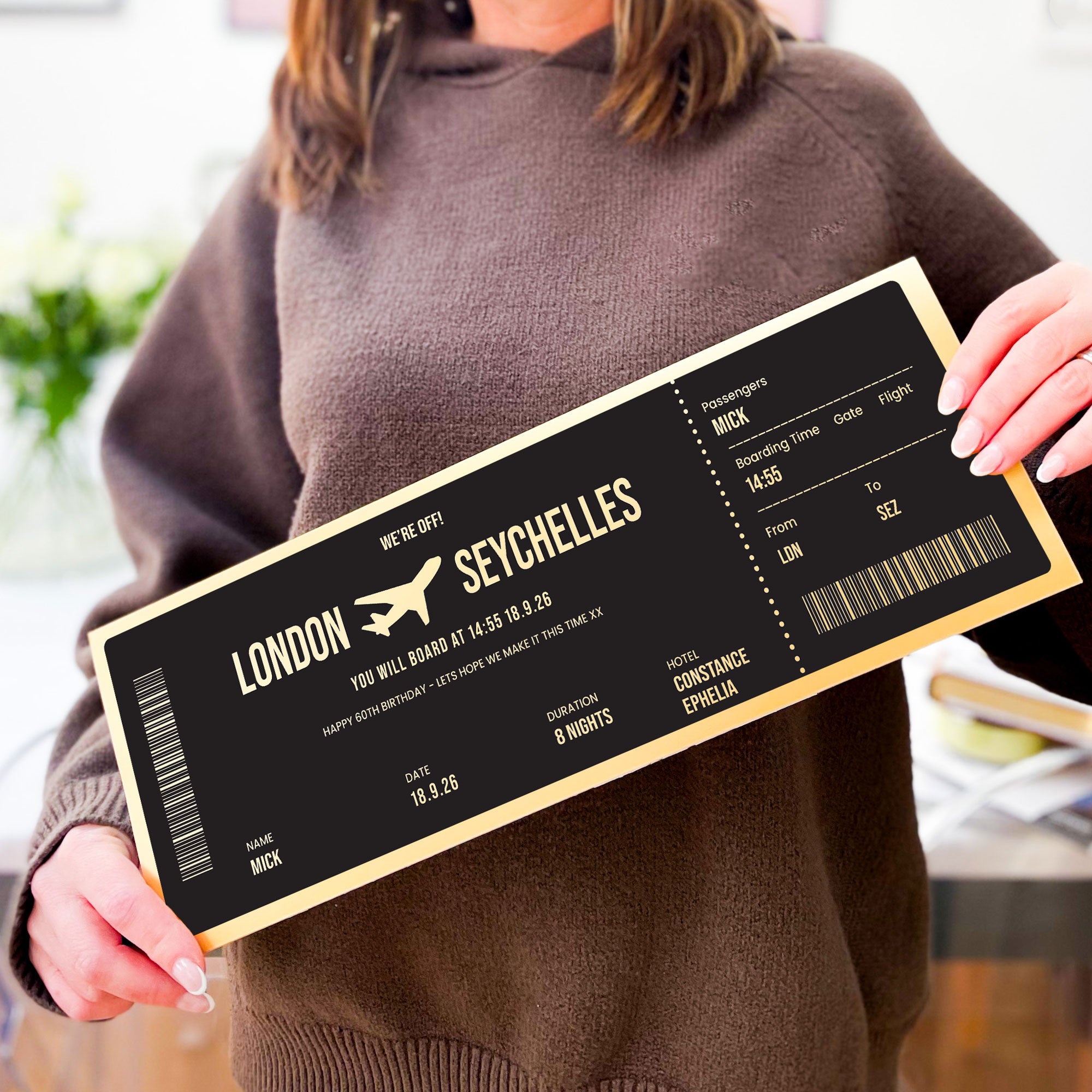 Personalised Oversized Travel Boarding Pass Gift