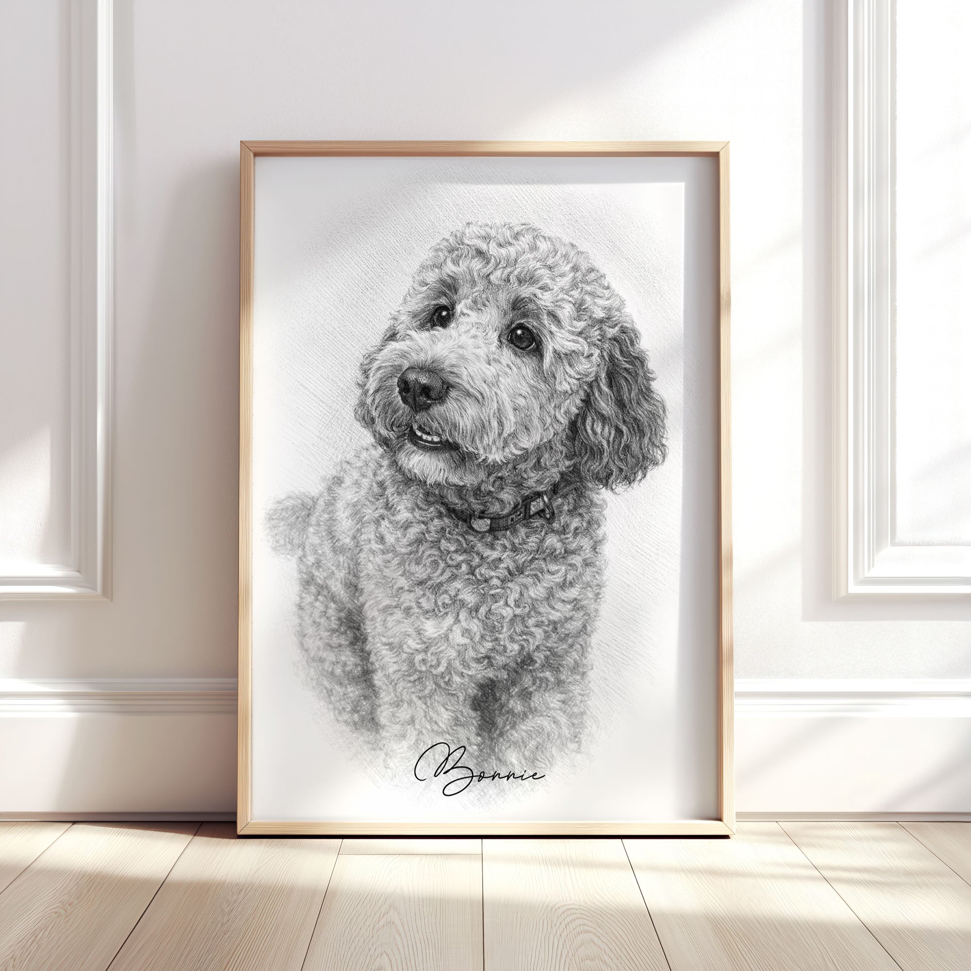 Personalised Black & White Pencil Sketch Dog and Pet Print