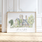 Personalised Watercolour Wedding Venue or Church Portrait Print