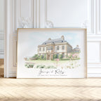Personalised Watercolour Wedding Venue or Church Portrait Print