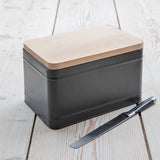 Your Own Logo Bread Storage Bin with Engraved Wooden Lid - 33cm x 21cm