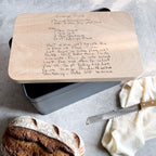 Personalised Family Recipe Bread Bin with Engraved Wooden Lid