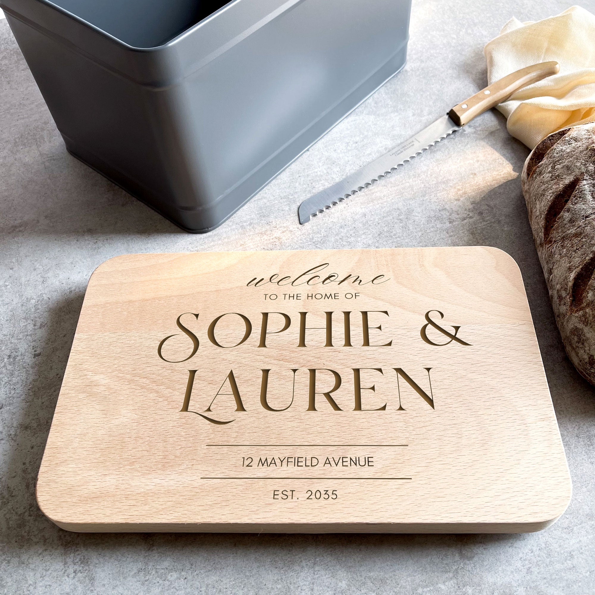 Personalised Bread Storage Bin with Engraved Wooden Lid