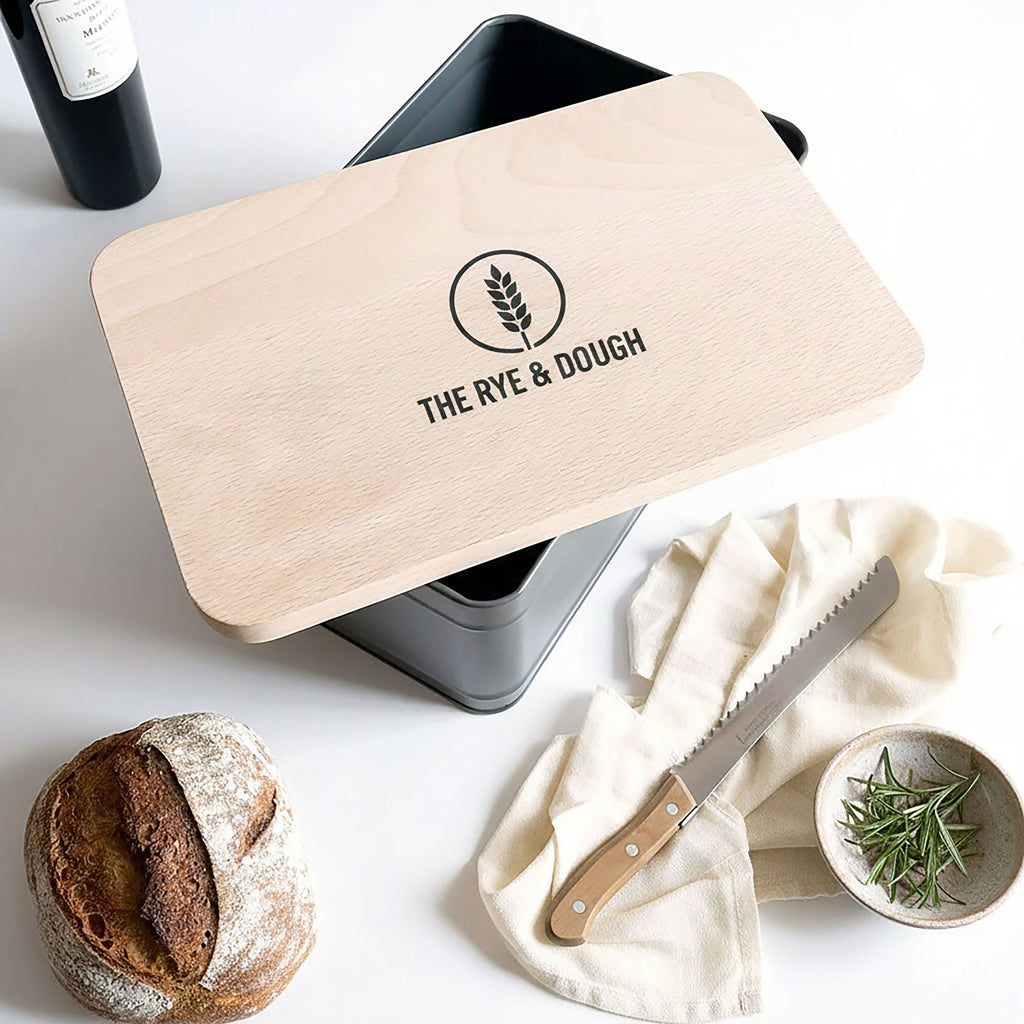 Your Own Logo Bread Storage Bin with Engraved Wooden Lid