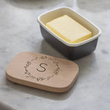 Personalised Enamel Butter Dish - Dark Grey