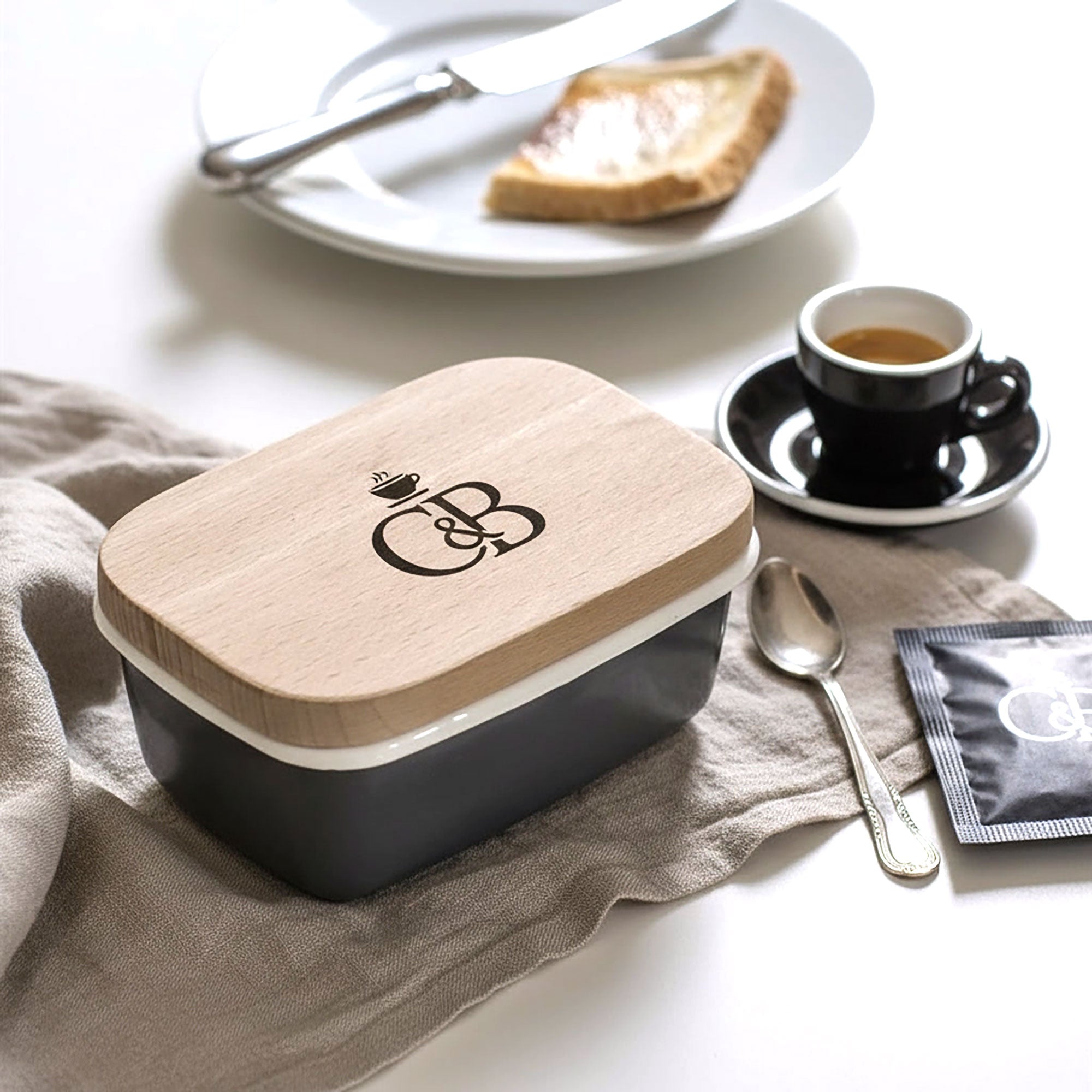 Your Own Logo Dark Grey Enamel Butter Dish