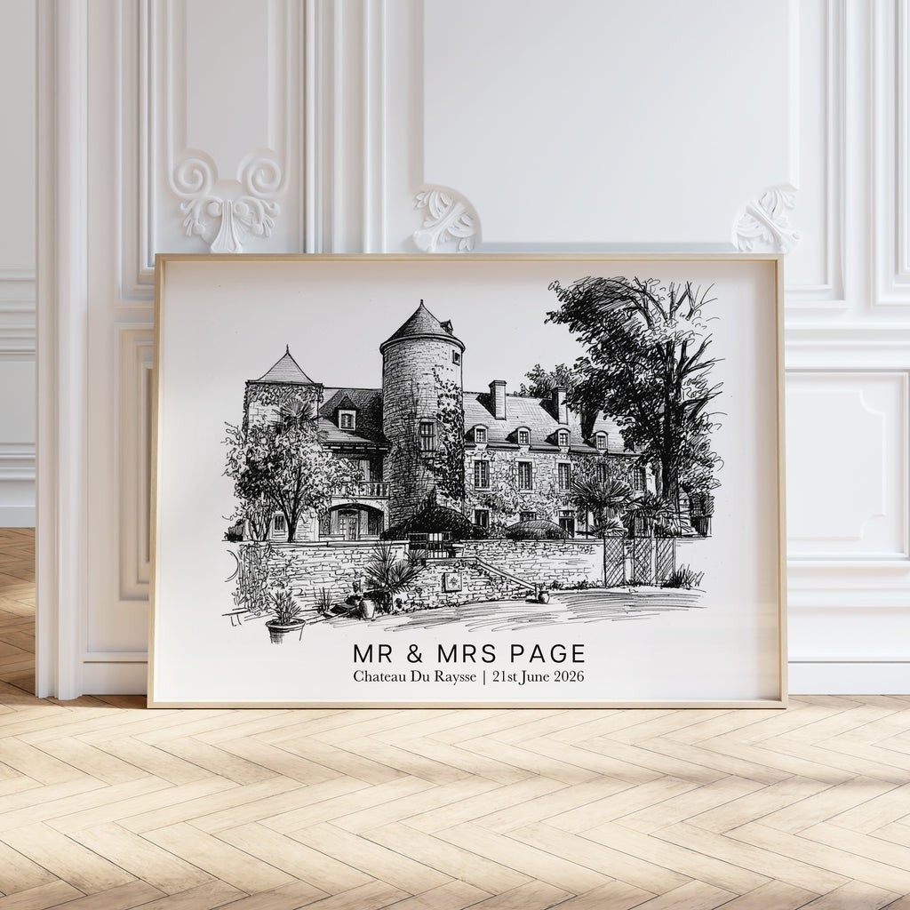 Personalised Heavy Pencil Sketch Venue Print