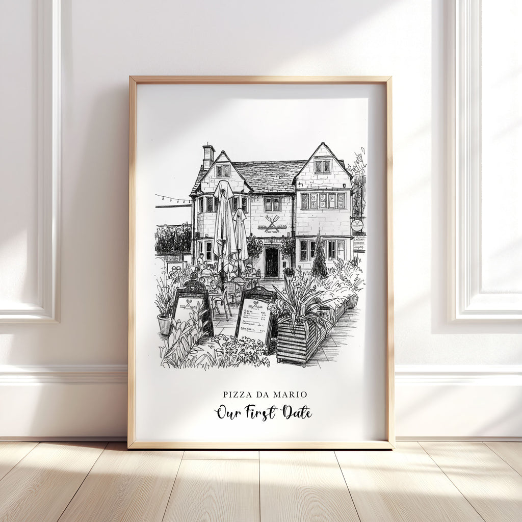 Personalised Heavy Pencil Sketch Venue Print