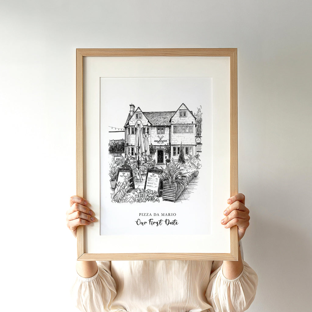 Personalised Heavy Pencil Sketch Venue Print